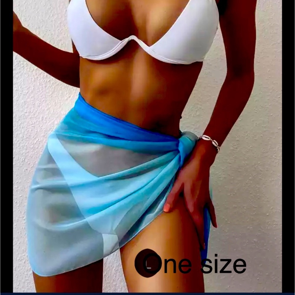 NWT ombré turquoise blue cover up beach swim skirt